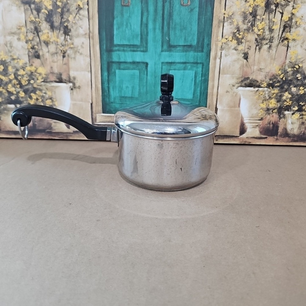 Vintage Farberware 1 Qt Saucepan Stainless Steel Aluminum Clad Bronx NY w/ Lid
